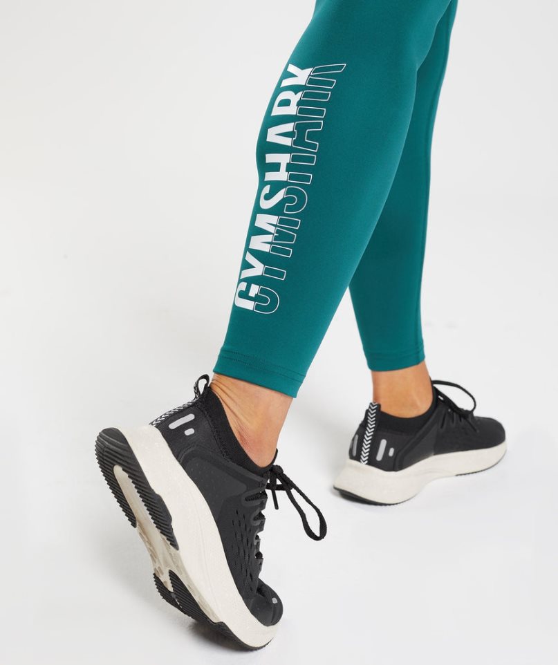 Women's Gymshark Fraction Leggings Turquoise | NZ 9XMAQW